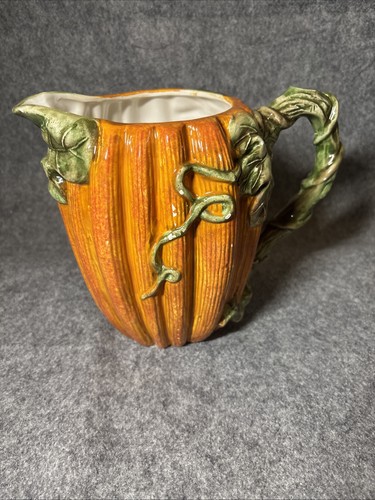 Nantucket Pumpkin Ceramic Pitcher Creamer Fall Harvest Halloween Decor