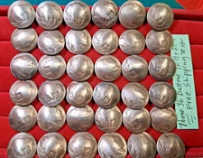 36 Genuine US Buffalo Indian Head Nickel Domed Shank Coin Buttons 3/4" Free Ship