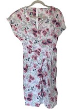 C&A Yessica Vintage Women's Floral V Neck MIDI Dress Shoulder Pads Working Girl