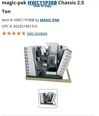 CHASSIS ONLY Magic Pak Chassis hwc11p30b2 2.5 Ton Air Conditioning  Unit.  