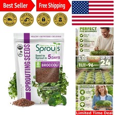 Organic Broccoli Seeds: Non-GMO Microgreens for Indoor/Outdoor Sprouting - 8oz