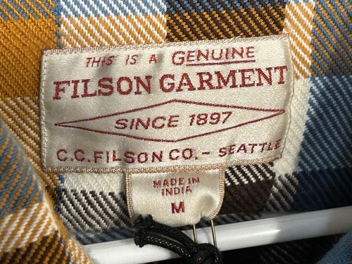 NWT Filson Vintage Flannel Work Shirt SZ MED Blue Brown Orange - Style #11010689 - Picture 6 of 7