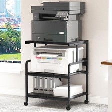 Large Printer Stand with Storage Shelf, 23.6" W x 18.9" D Printer Cart with W...