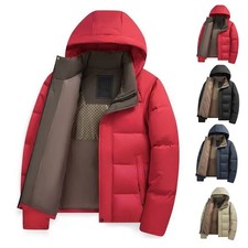 Men's Casual Solid Parka Coat Long Sleeve Detachable Hood Windproof Layer