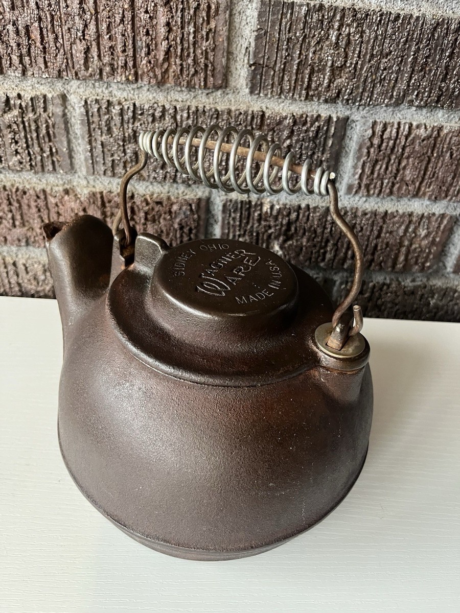 VINTAGE ANTIQUE WAGNERS 1891 ORIGINAL CAST IRON TEA KETTLE