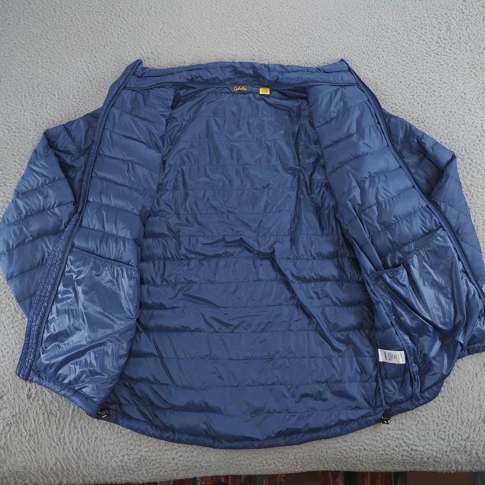Cabela's Jacket Mens Large Blue Down Puffer Full Zip Lightweight Outdoor Hiking - Image 3 of 4