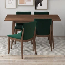 Brodie Modern Solid Wood Walnut Kitchen & Dining Room Table and Chair Set of 4