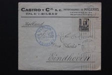 1938 SCW SPANISH CIVIL WAR CENSORED COMPANY COVER FROM BILBAO TO THE NETHERLANDS