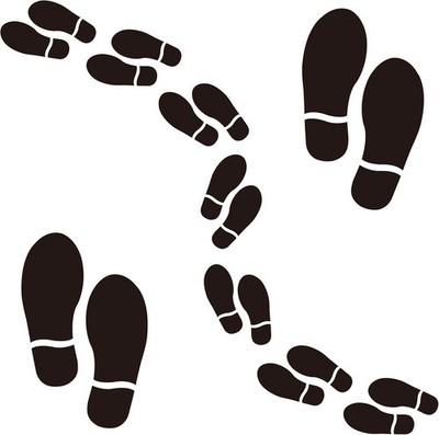 25 sets of 50 black footprint stickers  Foot spacing marker wall decals 