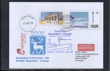 AIR BALTIC FFC ERSTFLUG D&Uuml;SSELDORF - TROMS&Ouml; NORWAY 2016 ATM STATIONERY