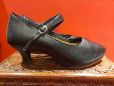 Nice Black Faux Leather Mary Janes Court Shoes UK Size 6.5? Kitten Heel
