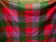 OTTERBURN Vintage Pure Wool Blanket Purple/Red  Green-England-42 x 53