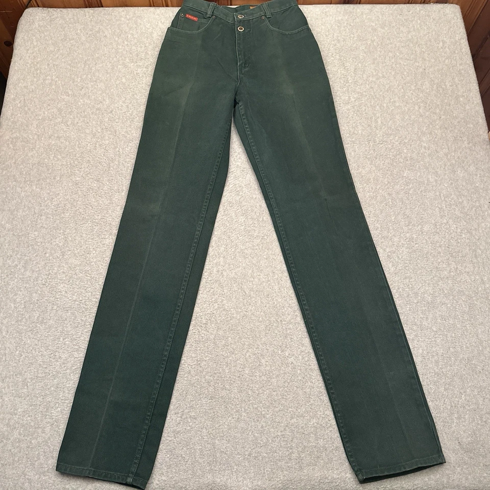 Vintage Lawman Jeans Womens 5 (24x36) Green Denim High Waist Western Bareback - Image 2 of 4