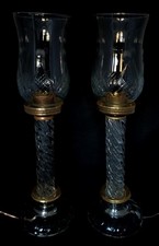 PAIR ANTIQUE FRENCH  SWIRL CRYSTAL LAMPS  ATTRIBUTED TO BACCARAT  C.1910