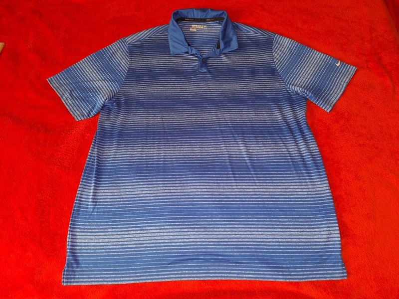 NIKE DRI FIT  GOLF     MENS  XXL   BLUE STRIPED  POLO  SHIRT