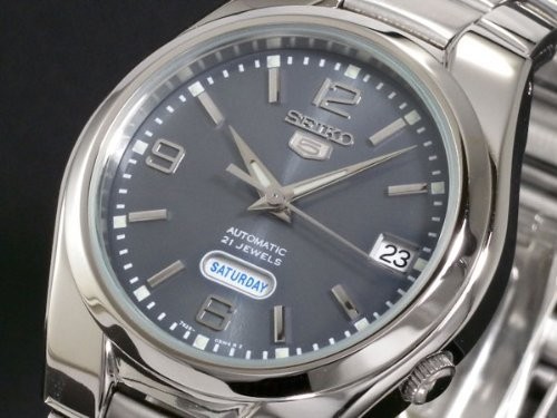 Seiko 5 Watch Automatic Stainless Steel 21 Jewels Daydate Snk621k1 Blue Silver - Picture 2 of 4