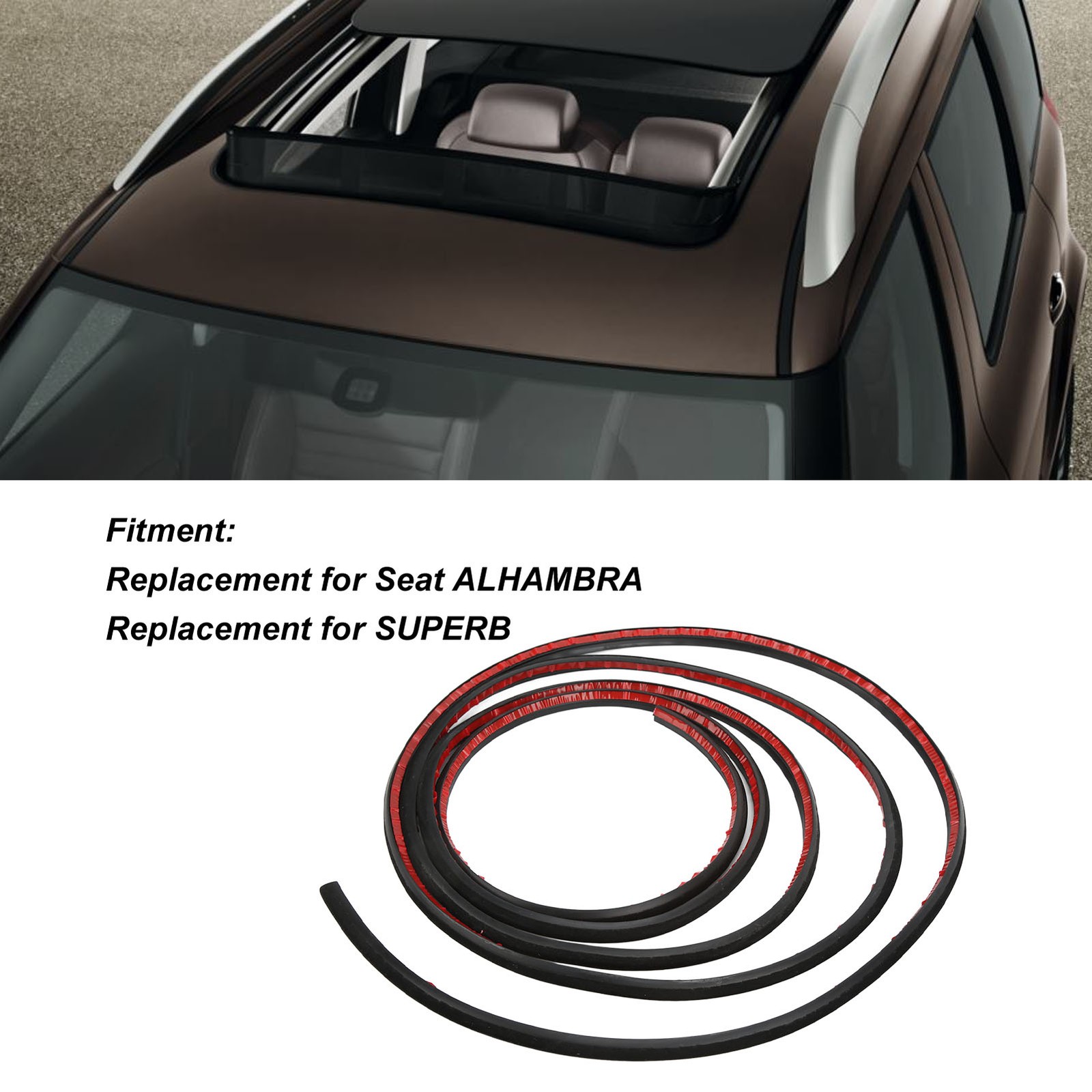 Black Rubber Sunroof Seal 5N0877459A Car Weather Stripping For TPG