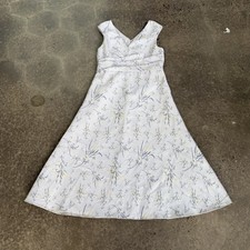 Adrianna Papell Dress Womens 14 White Floral A-Line Long Embroidered Wedding