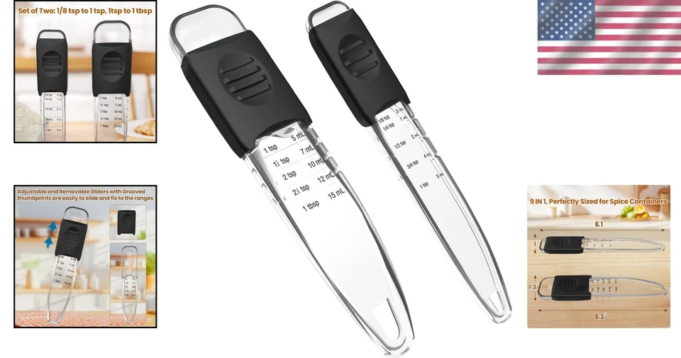 BPA-Free Measuring Spoons Set: 2 Adjustable Spoons for Liquid & Dry Ingredients - Image 2 of 4