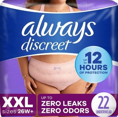 Always Discreet Adult Incontinence Pull Up Underwear for Women, Size XXL, 22 CT