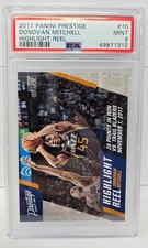 2017 Prestige Highlight Reel DONOVAN MITCHELL Rookie RC Card PSA 9 MINT (Pop 14). rookie card picture
