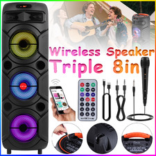 Wireless Portable Bluetooth Party Speaker with 3 8" Woofer Heavy Bass Sound Mic