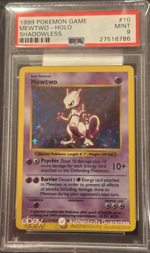 1999 Pokemon Mewtwo Base Set (Shadowless) - Holo PSA 9 - RARE