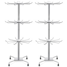 2 Pcs Rotating Display Stand Jewelry Display Rack with Hooks Metal Earrings S...
