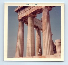 Old Vintage Square Color Photo SOLO WOMAN PARTHENON ATHENS ANCIENT GREECE