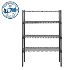 Hyper Tough 4 Tier Wire Shelf Unit, Black, 1400 lb. Capacity, Adjustable, 0026