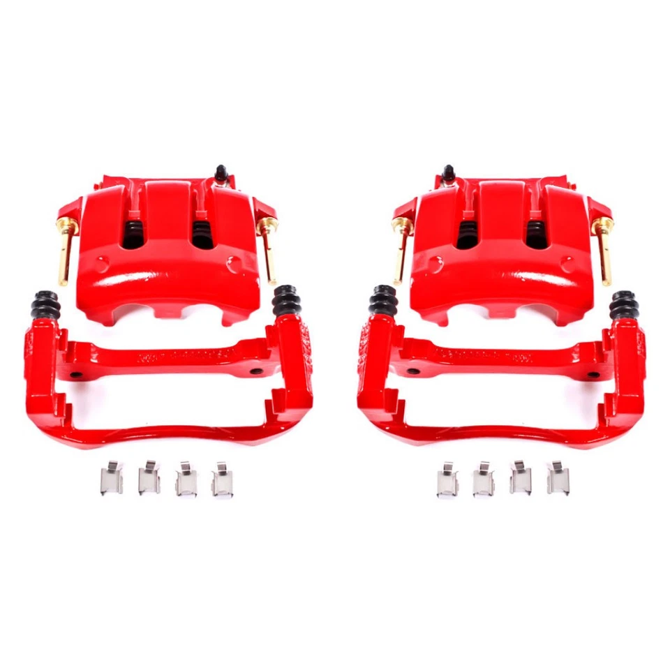 Power Stop Brake Calipers For Ford Mustang 2005-2014 Front Red w/Brackets - Pair - Image 2 of 4