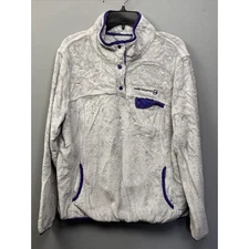 Free Country Fleece pullover Womens XL Gray Purple 1/4 Snap pockets Outdoors