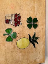 Set Of 4 Vintage Stained Glass Sun-catchers I-3 