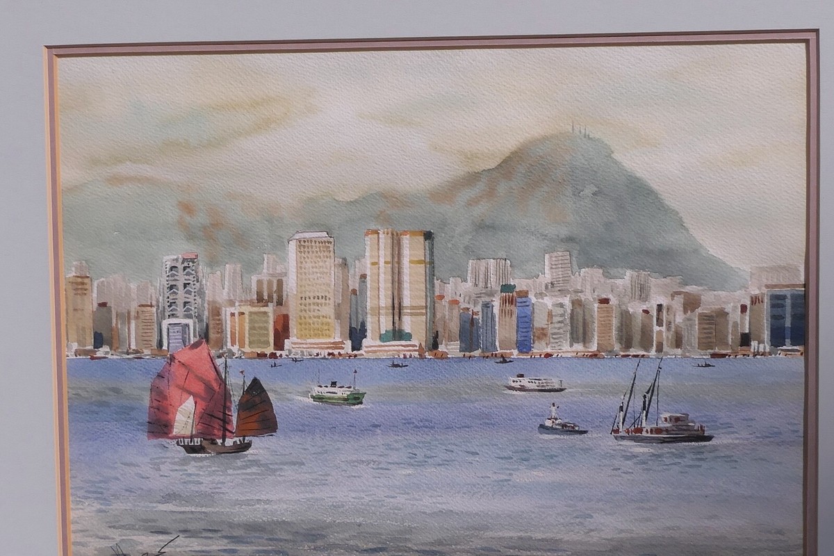 TIK LUNG ORIGINAL WATERCOLOR SIGNED 1986 VICTORIA HARBOR