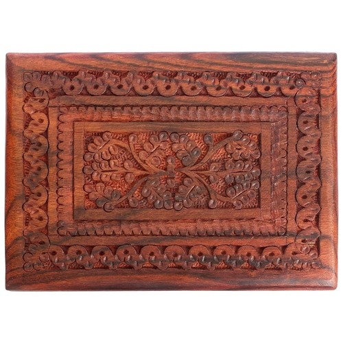 Bellissimo portagioie in legno organizer gioielli in legno intagliato a mano donna regalo 8x5 pollici - Foto 4 di 5