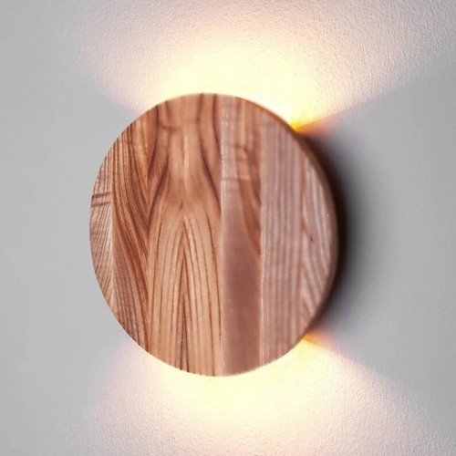 Auf Unten Licht Rund Holz Wandleuchter LED Wand Beleuchtung Minimalistische Raum - Bild 4 von 5