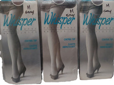 Vintage Pantyhose 3 Pair Whisper Control Top Color Grey Size M dium BMIX30