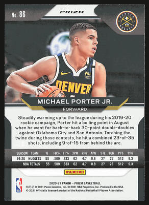 2020-21 Panini Prizm #86 Michael Porter Jr. Silver Prizms | eBay