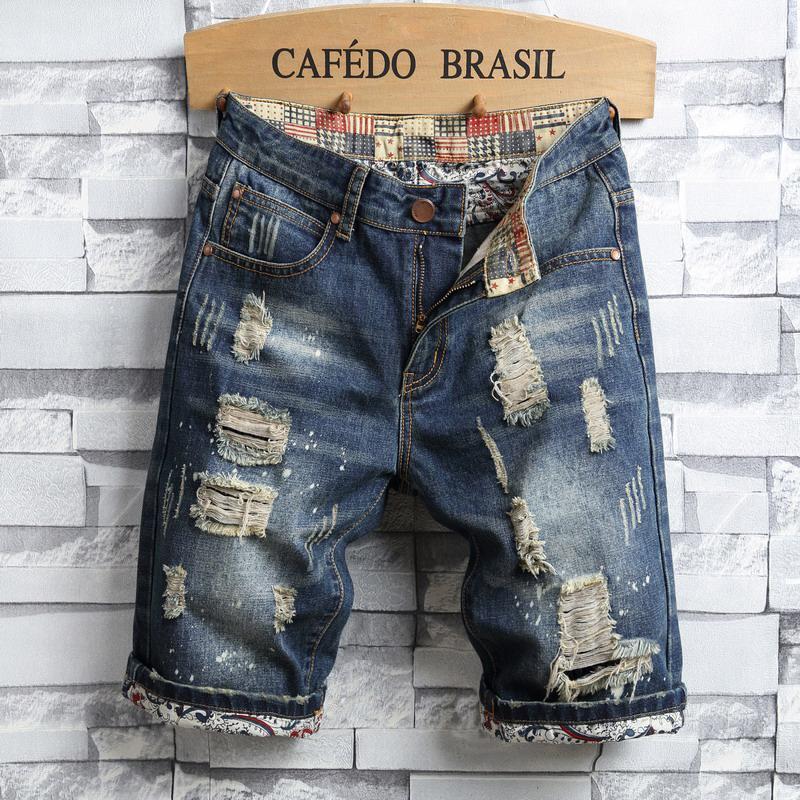 Casual Jeans Corto Hombre Pantalones Cortos Vaqueros Mezclilla De