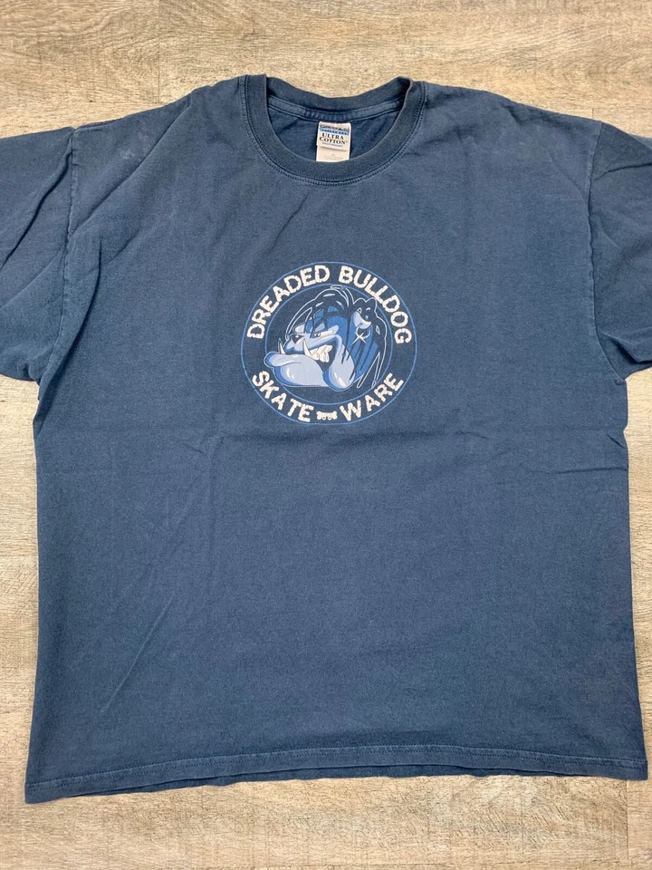 Camisa Azul De Colección Años 90 Temida Bulldog Skate Ware Talla XL Powell Peralta Bones Brigade Foto 3 de 4