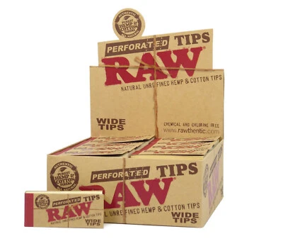 Raw Perforated Wide Tips Authentic Genuine Soft Fibers Original Rolling Tips