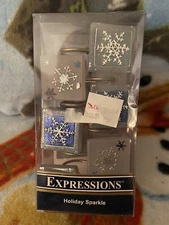 Blonder Home Expressions Holiday Sparkle New in Box 12 Shower Hooks Snowflakes