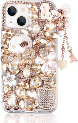 Women's Bling Rhinestone Diamond Heart Rubber Back Phone Case For Nokia/LG/Moto