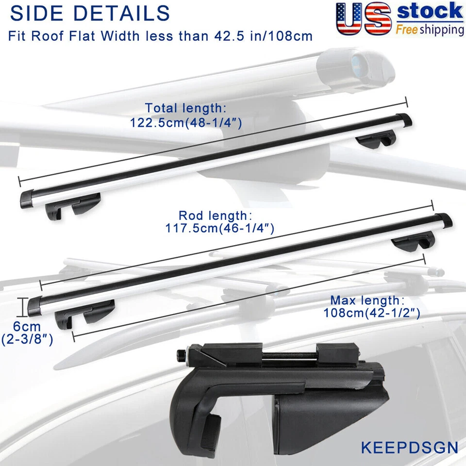 Barra transversal portaequipajes de techo para Nissan Murano 2003-2014 48" plateado Foto 4 de 4