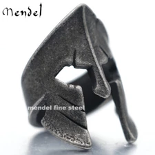 MENDEL Large Mens Cool Stainless Steel Gladiator Spartan Helmet Ring Size 7 8-16
