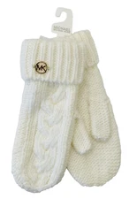 NWT Michael Kors Braid Cable Knit Mittens Cream