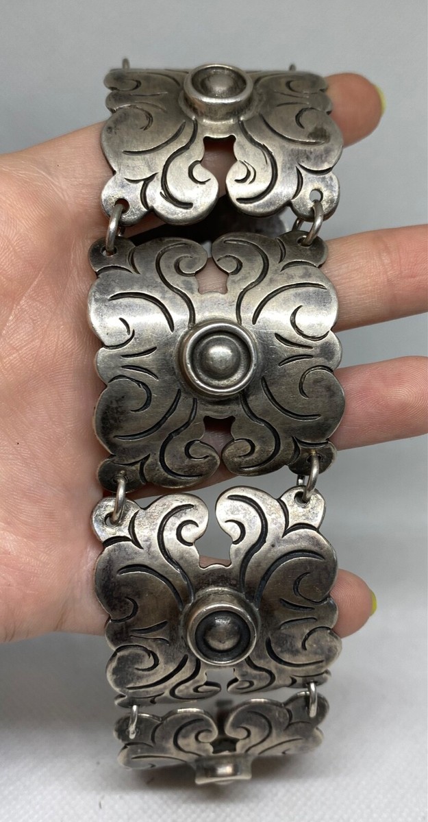 アクセサリー Mexican silver bracelet vintage Vintage Mexican Silver Panel Bracelet | eBay