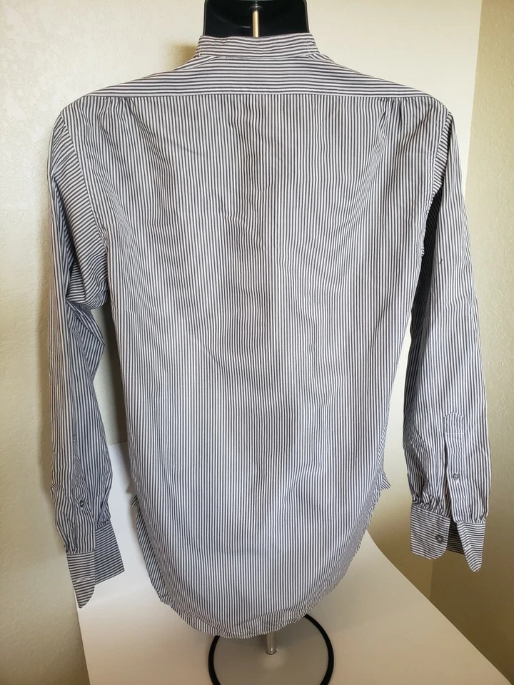 Gucci Mens Striped Dress Shirt Made in Italy Banded Collar 38/15 Rare Upscale - Image 3 of 4