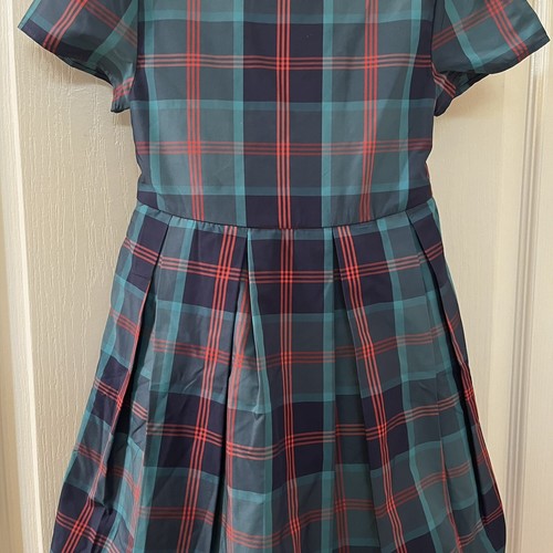 Nordstrom Green Holiday Taffeta Tartan Plaid Dress Girls Size 4 - Picture 3 of 10