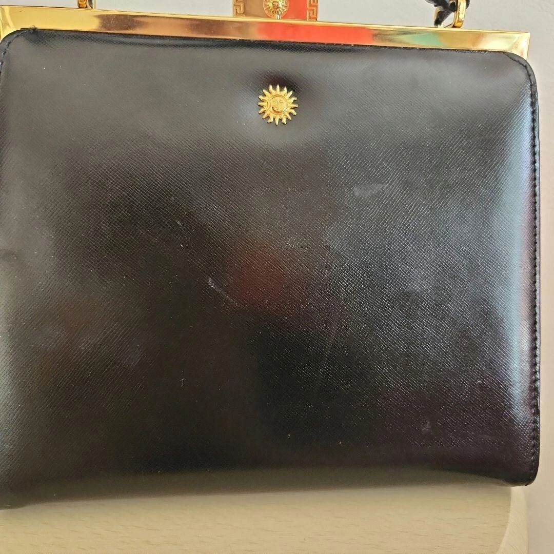 Borsa a mano Gianni Versace in pelle nera oro dal GIAPPONE USATA originale